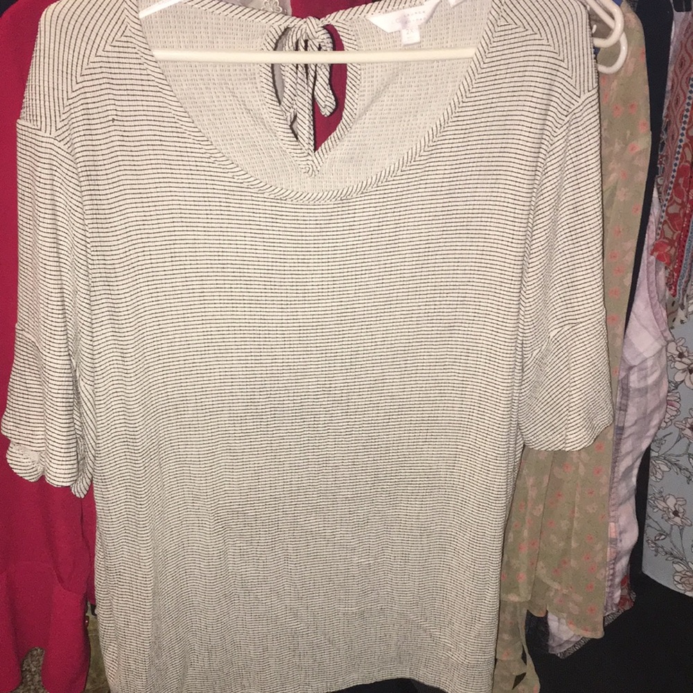 Black and white striped blouse